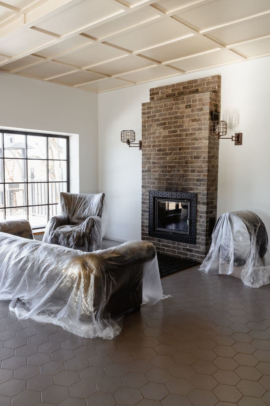 Modern living room interior during a thoughtful home renovation.