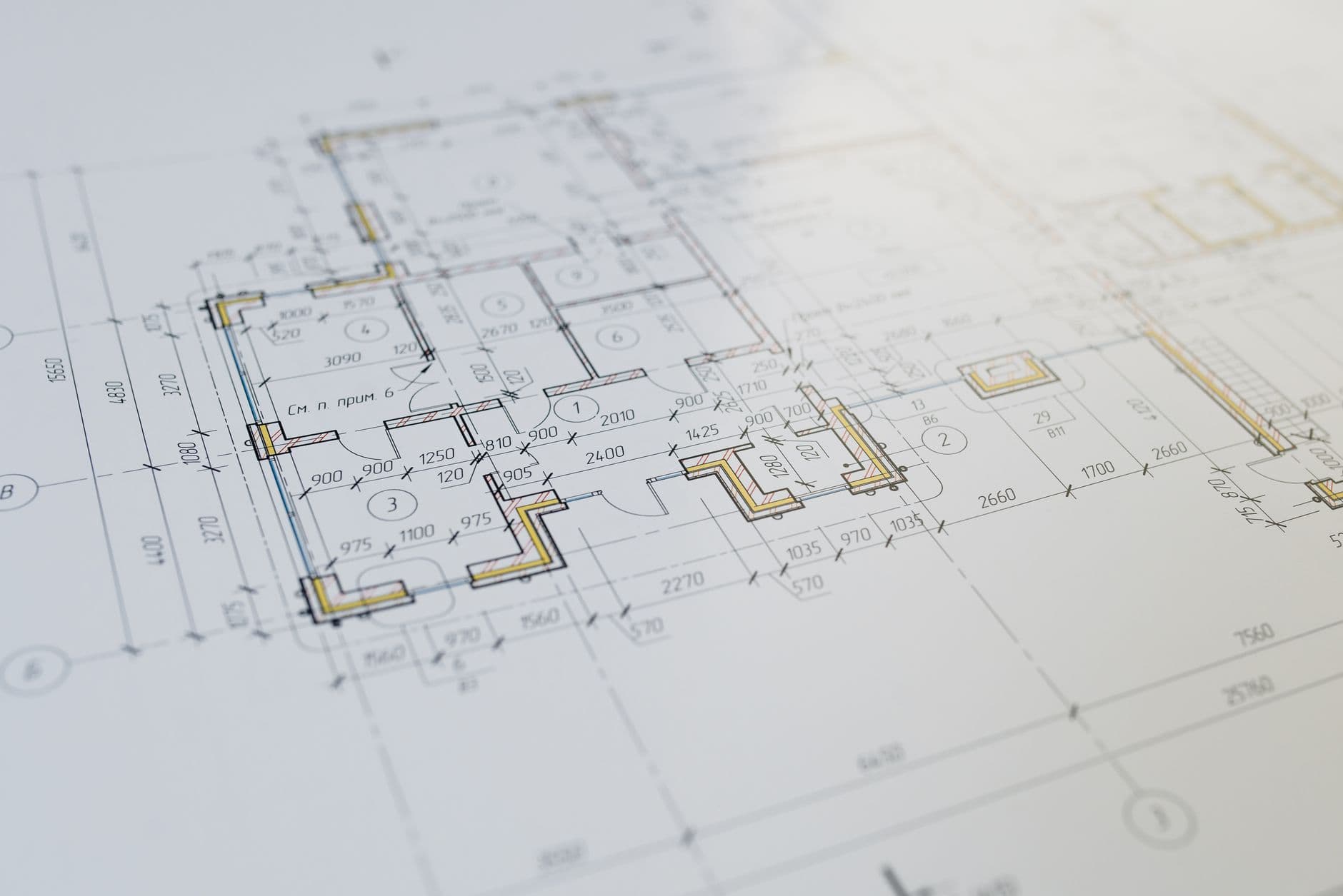 Architectural floor plan with design and layout details.